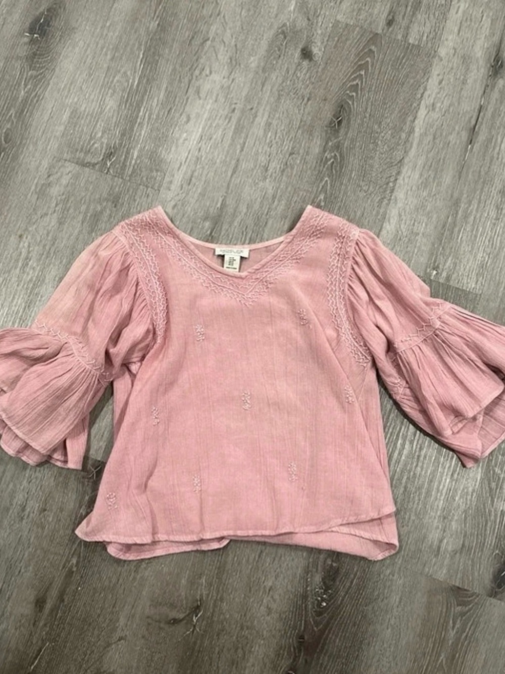 Rachel Zoe Dusty Pink Girls' Bell Sleeve Peasant Top